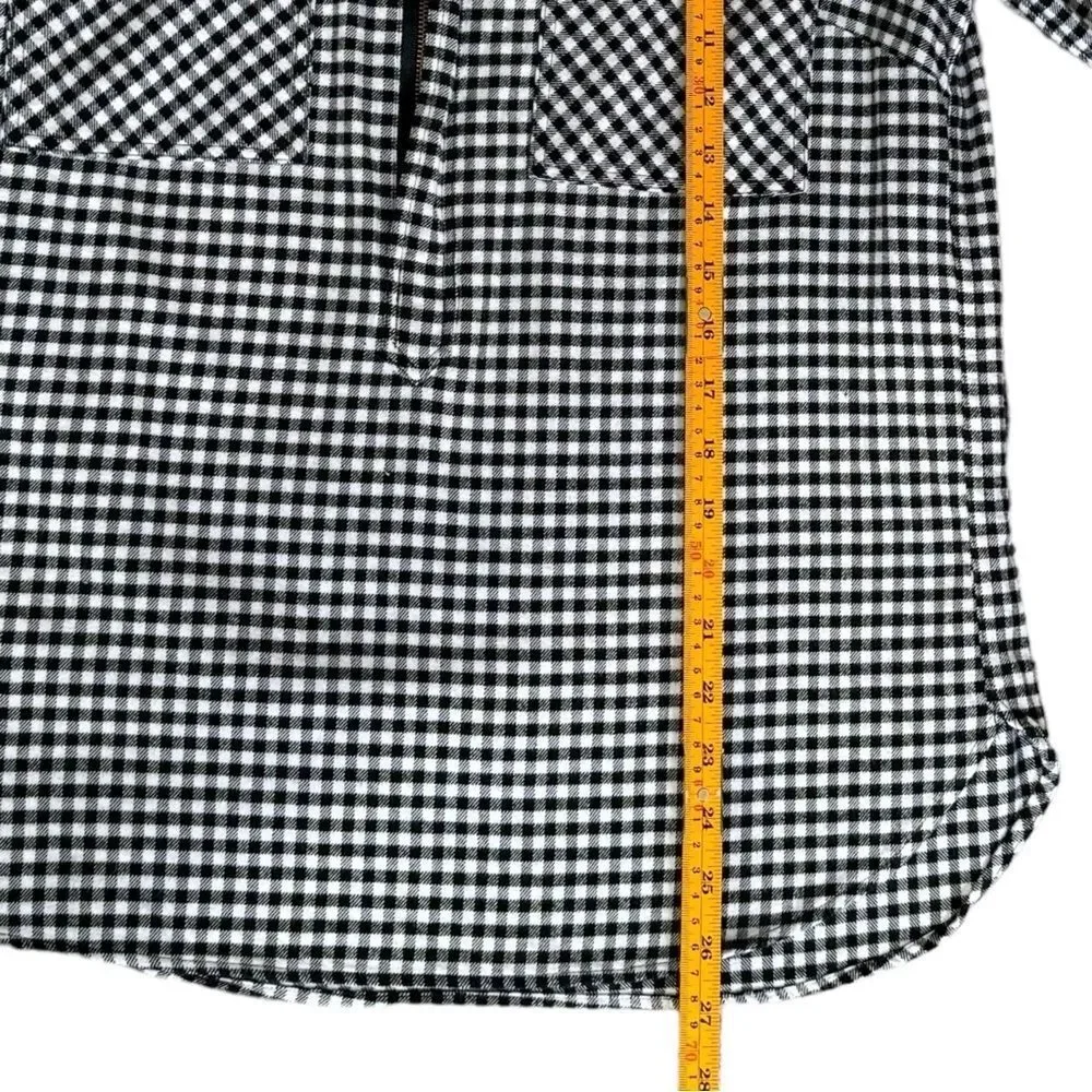 J. Crew Mercantile Long Sleeve Gingham Half Zip Double Pocket Collared Shirt. XS - Picture 7 of 10